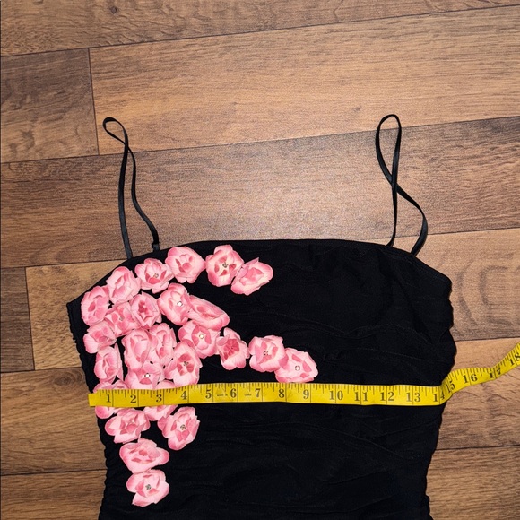 Betsey Johnson New York Size Large Dress Floral Detail Vintage Ruched Overlay - Picture 10 of 14